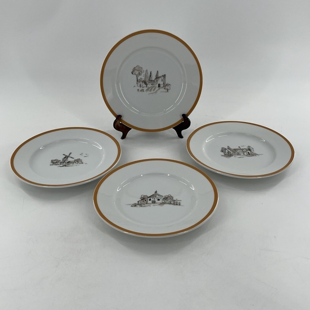 4 Williams Sonoma Les Fermiers Salad Dessert Appetizer Plate Harvest Gold 7.75"